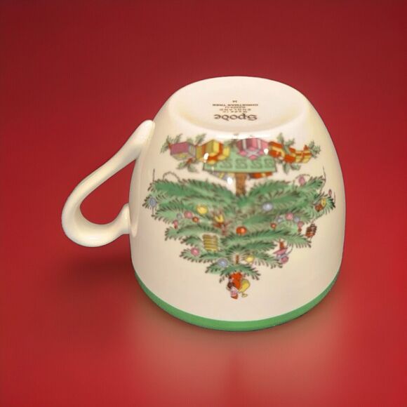 Set Of 3 Spode Christmas Tree 8 oz Tea Cup Saucer Coffee Mugs Vintage Red Green - Picture 10 of 15